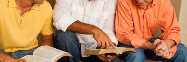 Männer lesen gemeinsam Bibel