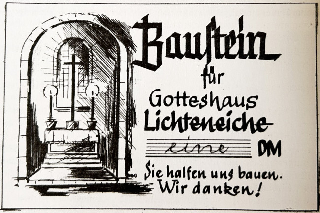„Baustein“ als Dank für die Spende zum Bau